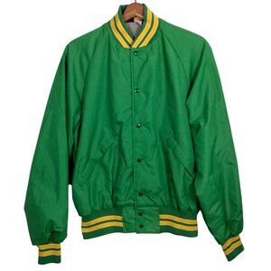 Vintage 1980s Pla-Jac by Dunbrooke Jacket M Green Yellow Nylon Bomber Retro USA